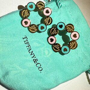 Tiffany Co Pink and teal heart earrings